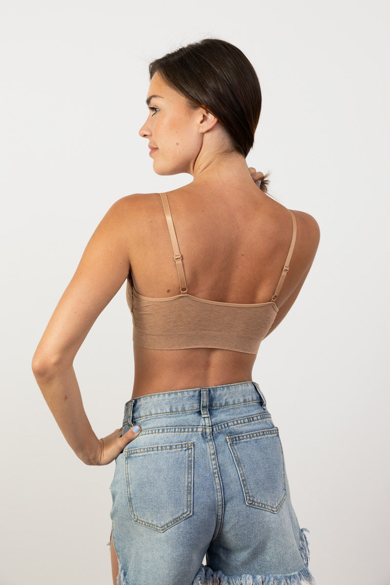 Comfort Chic Ribbed Lace Padded Bralette Leto Collection