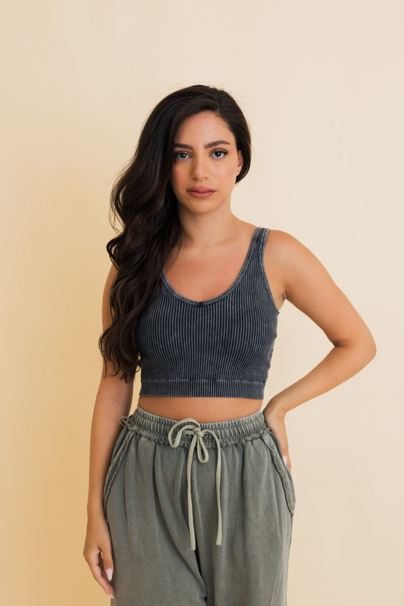 Just Breathe Washed Ribbed Bralette Leto Collection