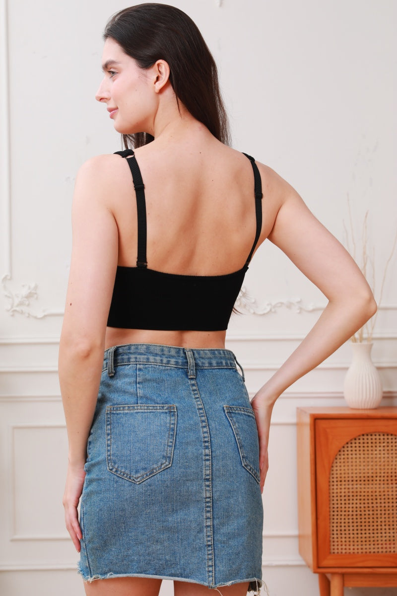 Soft Whisper: Seamless Ribbed Lace Trim Bralette Leto Collection