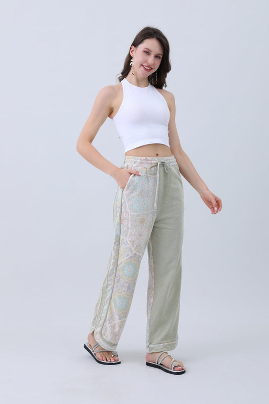 Boho Contrast Pants – Mismatched Legs & Tie-Waist for Lounging Leto Collection