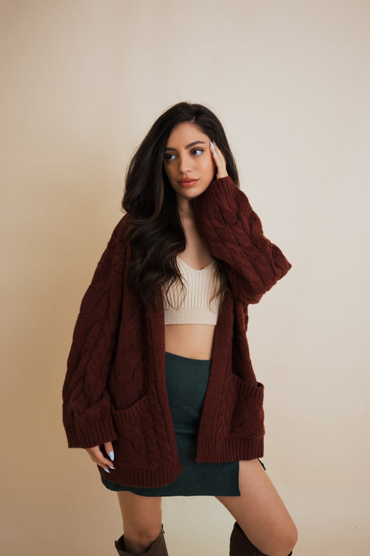 Dreamy Days Cable Knit Open Cardigan Leto Collection