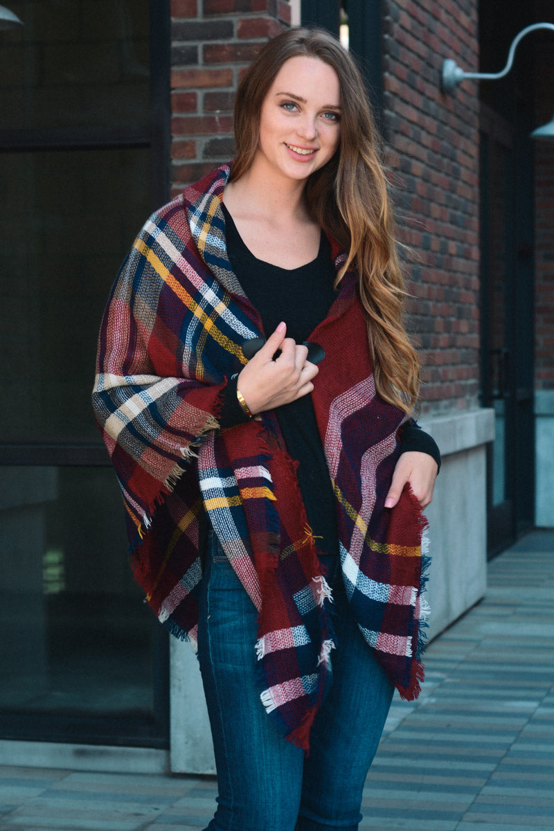 Classic Flannel Toggle Poncho Leto Collection