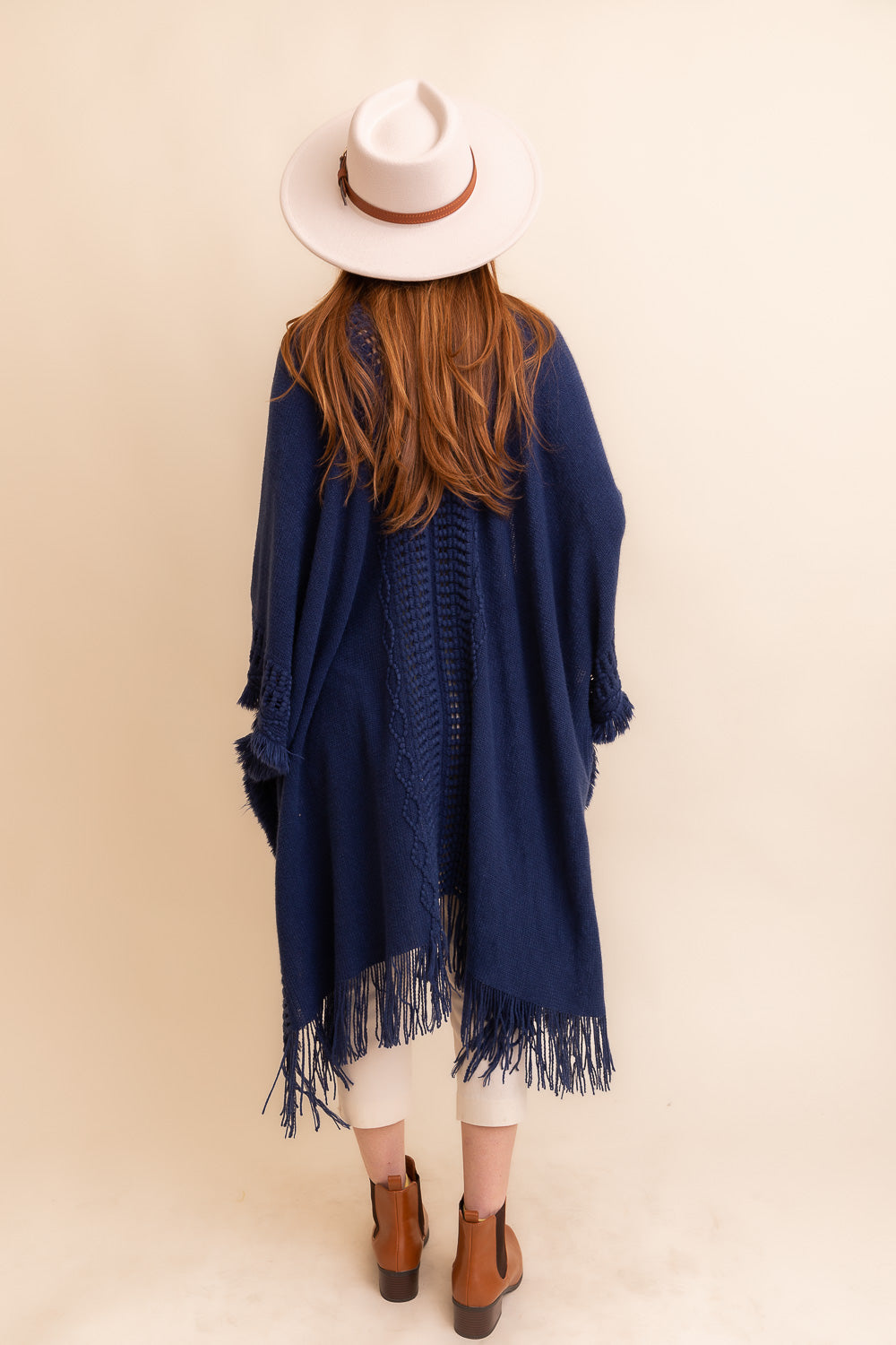 Open Work Frayed Bohemian Ruana Leto Collection