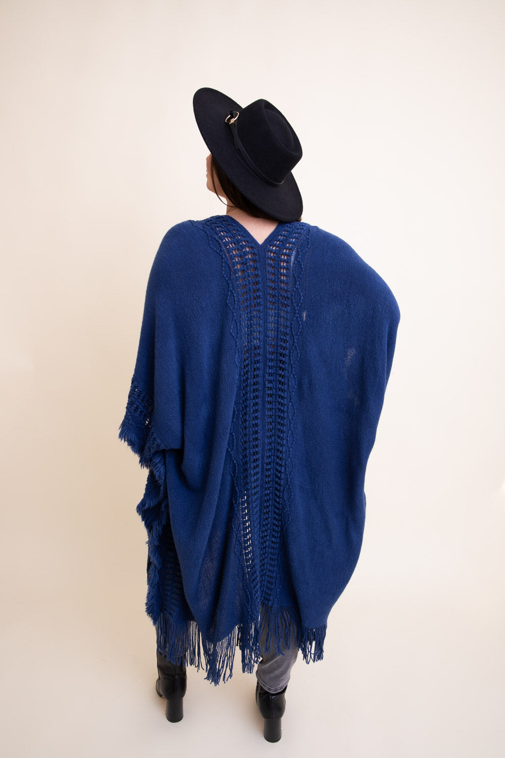 Open Work Frayed Bohemian Ruana Leto Collection