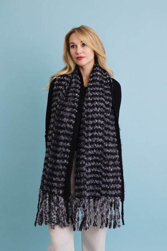 Ultra Soft Chenille Tassel Scarf Leto Collection