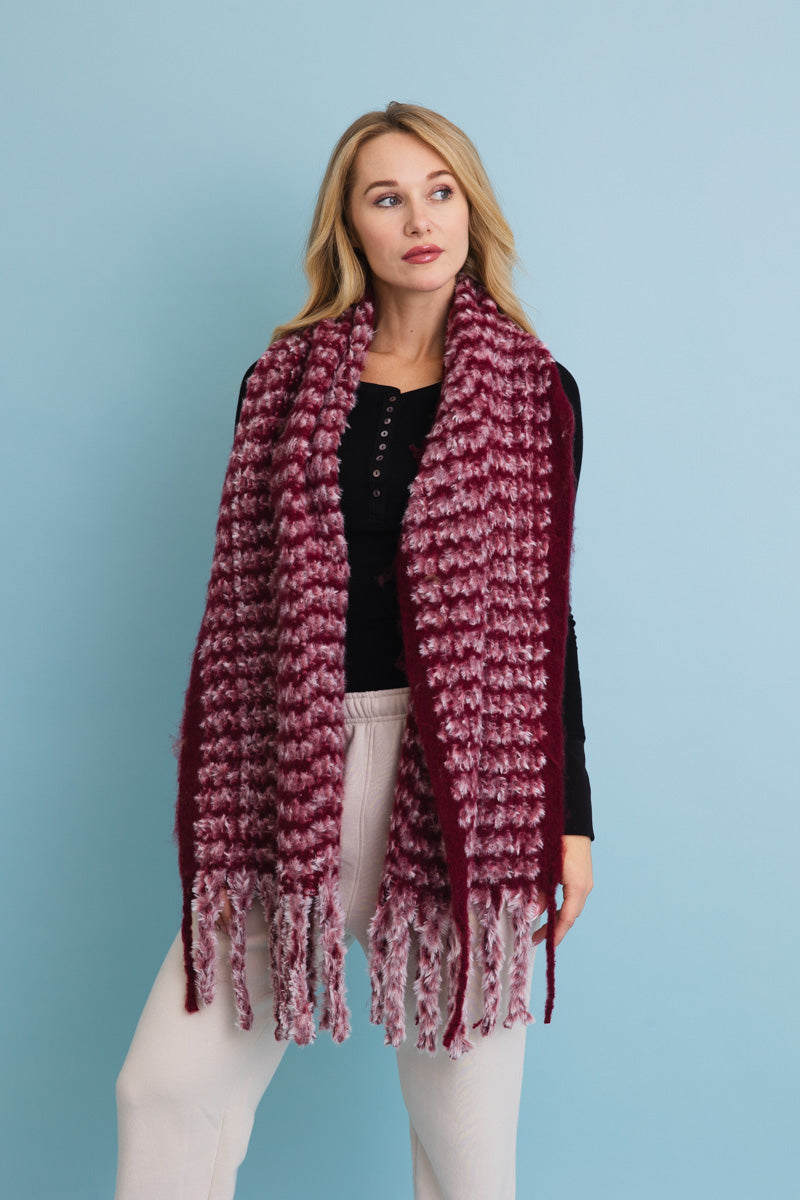 Ultra Soft Chenille Tassel Scarf Leto Collection