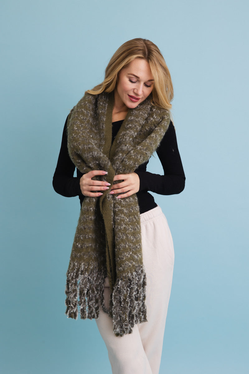 Ultra Soft Chenille Tassel Scarf Leto Collection