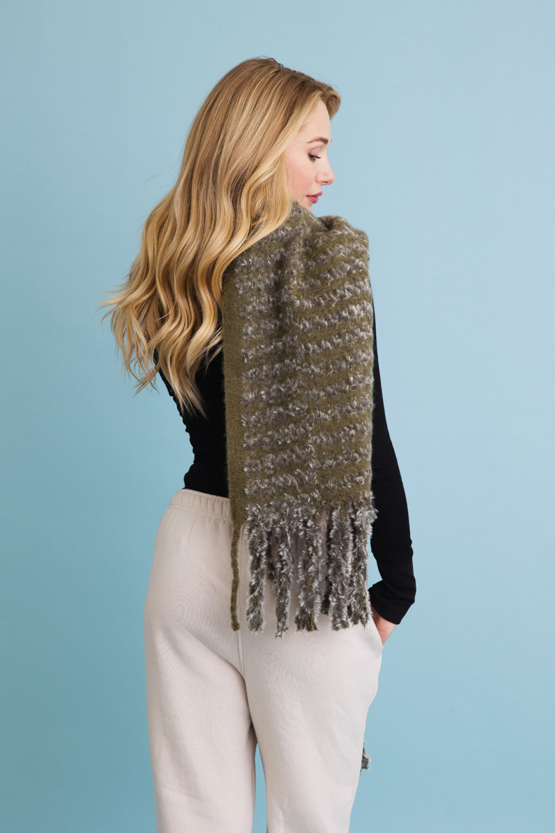 Ultra Soft Chenille Tassel Scarf Leto Collection