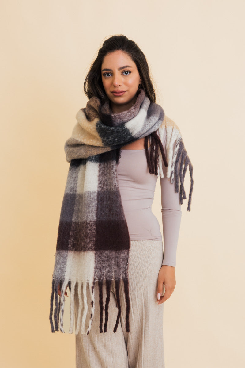 Cozy Breeze Oversized Fringe Scarf - Fall & Winter Essential Leto Collection
