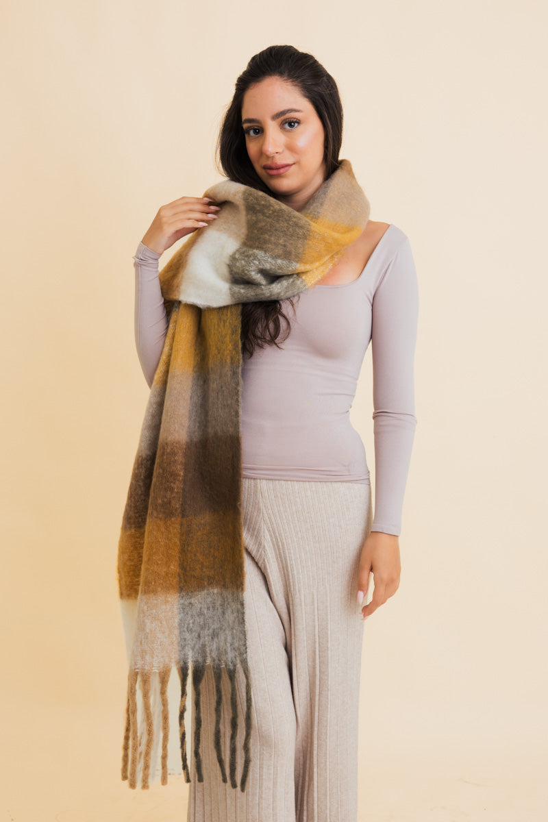 Cozy Breeze Oversized Fringe Scarf - Fall & Winter Essential Leto Collection