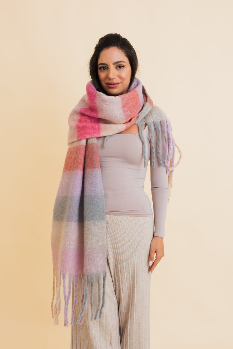 Cozy Breeze Oversized Fringe Scarf - Fall & Winter Essential Leto Collection