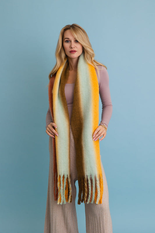 Ombre Dream Luxe Fringe Blanket Scarf Leto Collection