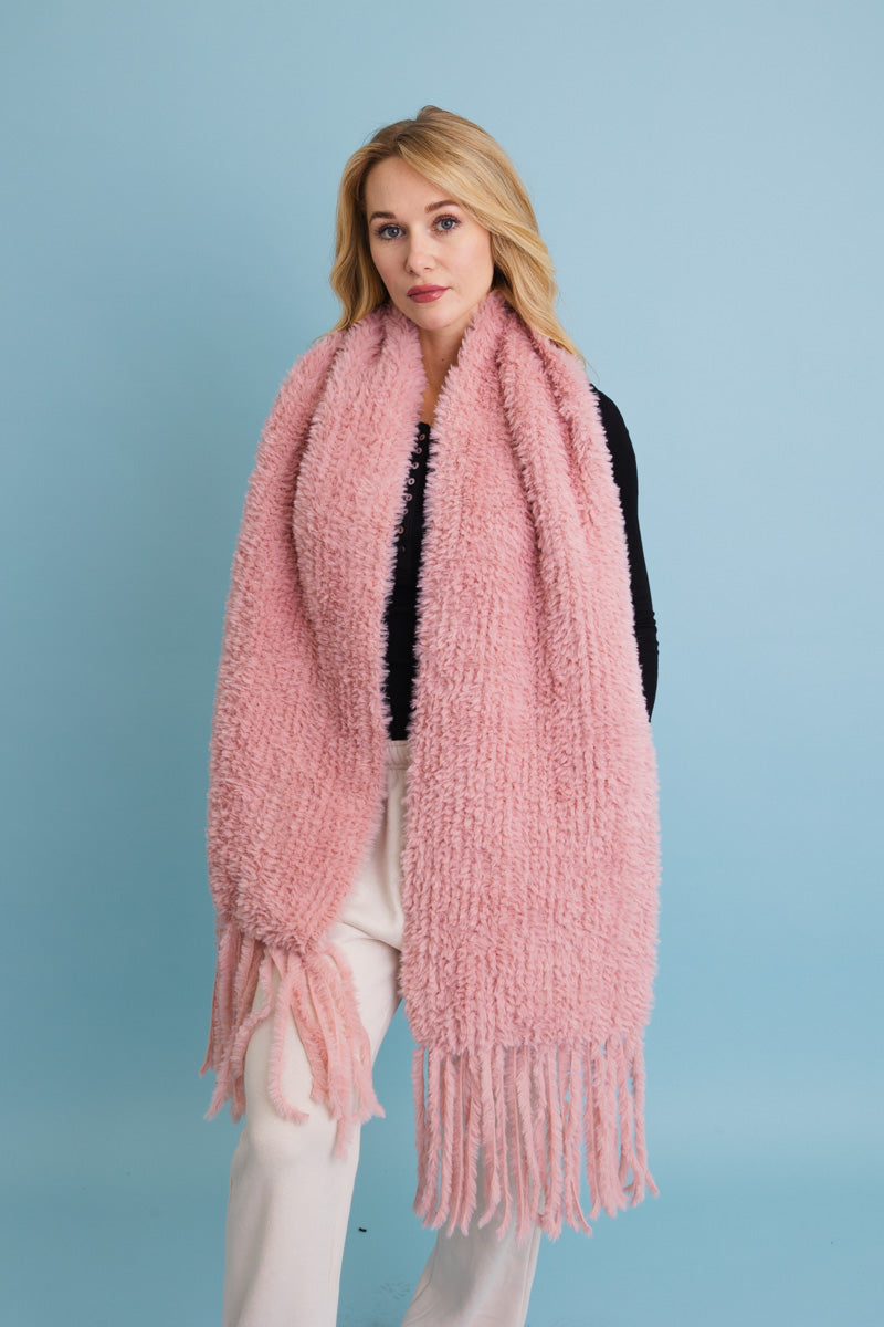 Ultra Soft Boucle Fringe Blanket Scarf Leto Collection