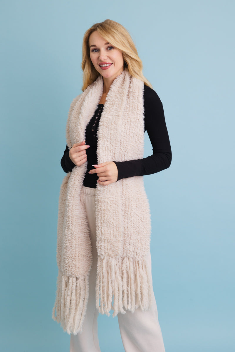 Ultra Soft Boucle Fringe Blanket Scarf Leto Collection