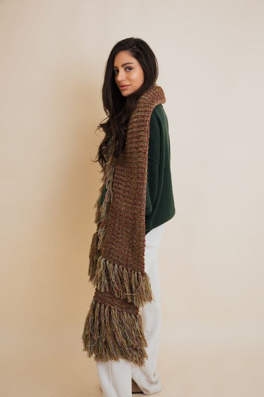 Fluffy Knit Fringe Winter Scarf Leto Collection
