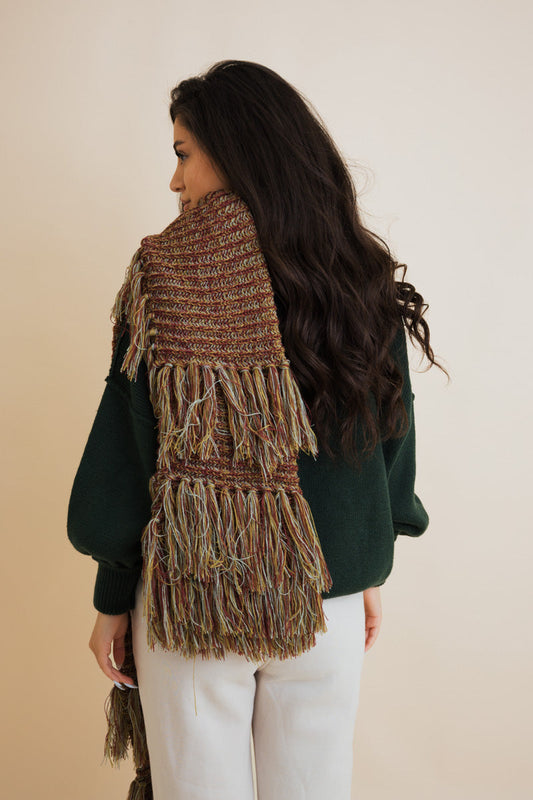 Fluffy Knit Fringe Winter Scarf Leto Collection