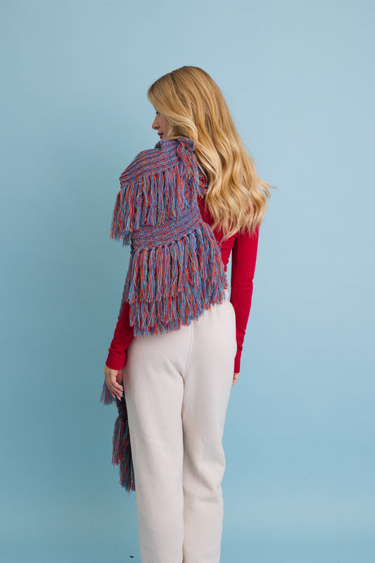 Fun & Fluffy Knit Fringe Winter Scarf Leto Collection