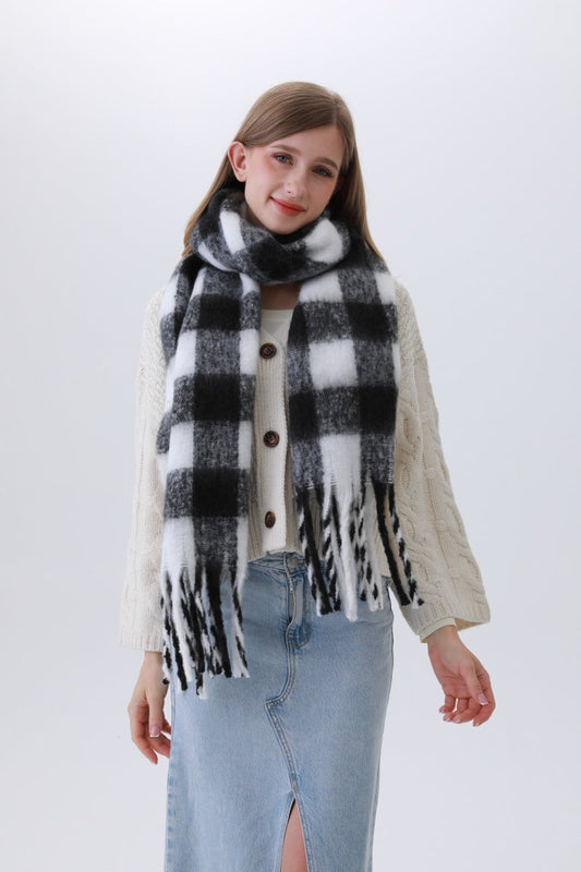 Classic Striped & Checkered Scarf – Timeless Fringe Elegance🧣✨ Leto Collection