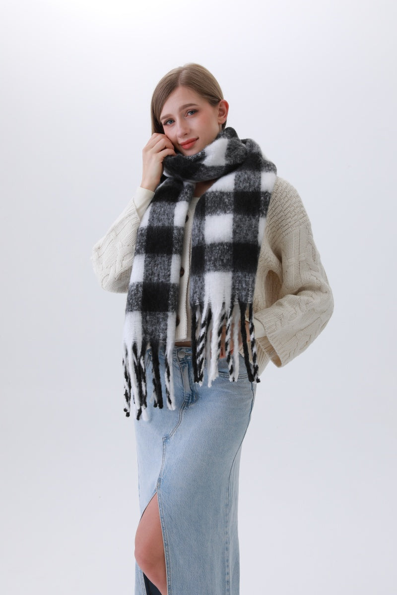 Classic Striped & Checkered Scarf – Timeless Fringe Elegance🧣✨ Leto Collection