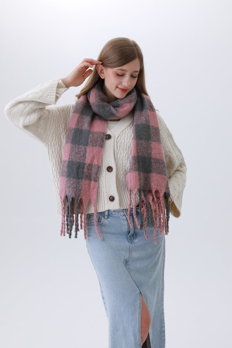 Classic Striped & Checkered Scarf – Timeless Fringe Elegance🧣✨ Leto Collection