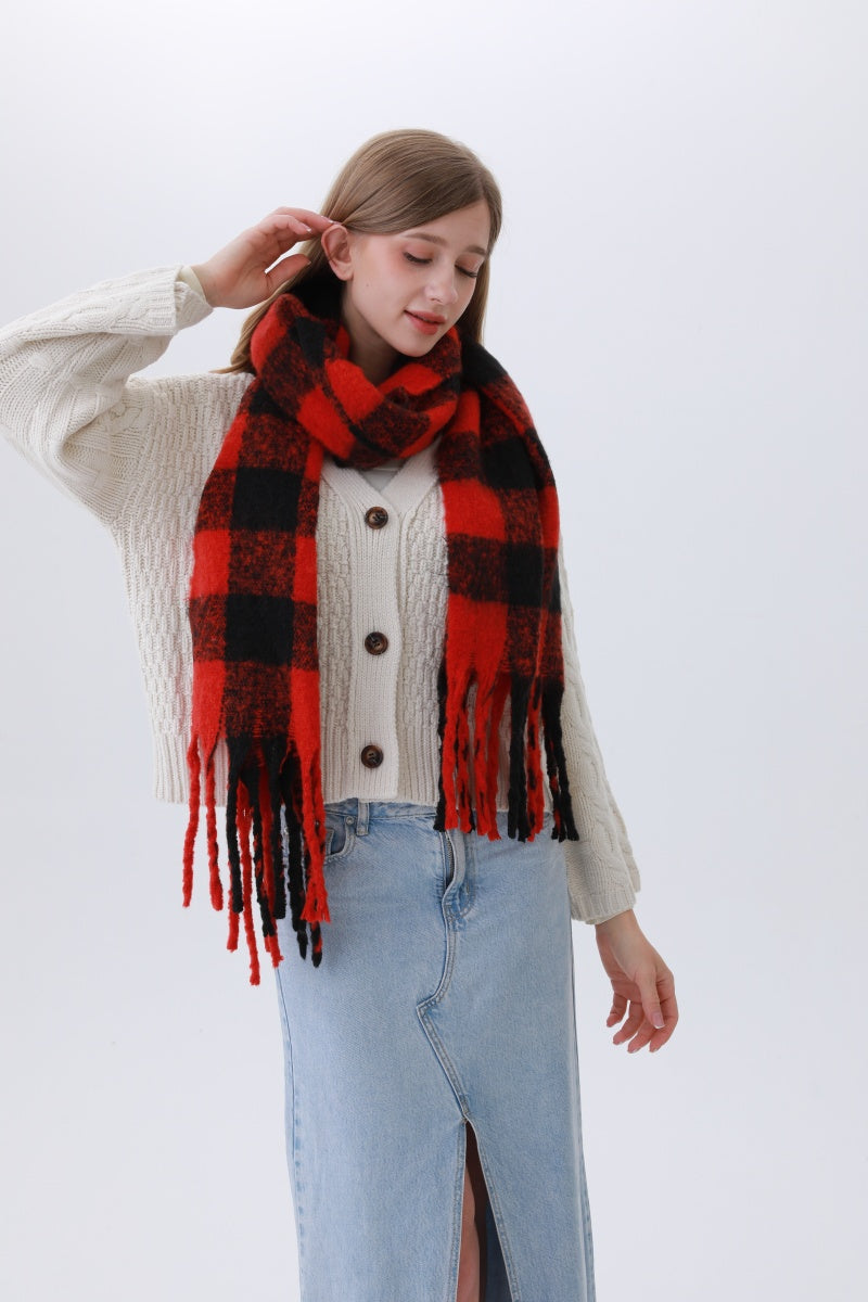 Classic Striped & Checkered Scarf – Timeless Fringe Elegance🧣✨ Leto Collection