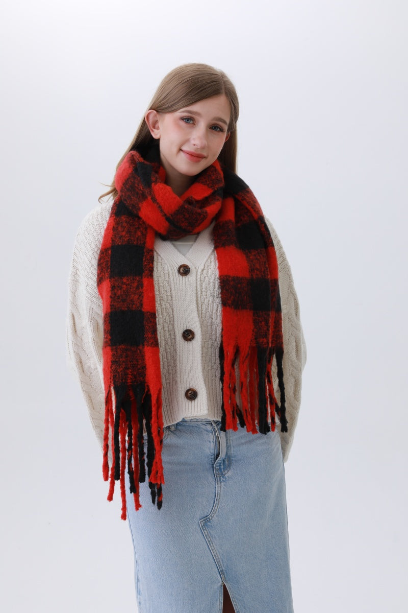 Classic Striped & Checkered Scarf – Timeless Fringe Elegance🧣✨ Leto Collection