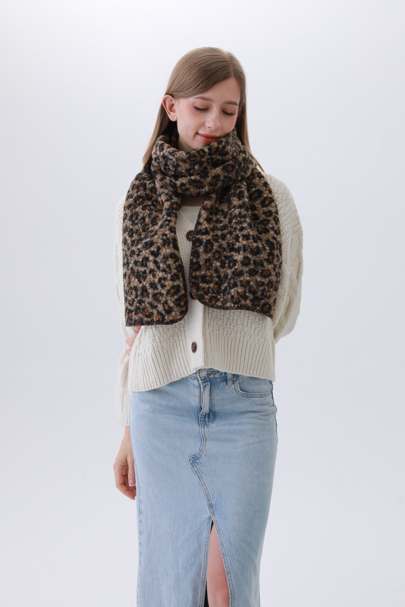 Leopard Print Woven Scarf – Animal Pattern Accent 🐆✨ Boho Clothing and Accessories