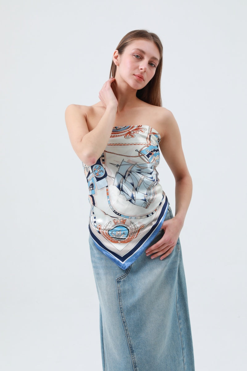 Vintage Sailboat Anchor Bandana – Soft Nautical Scarf ⚓🌊 Leto Collection