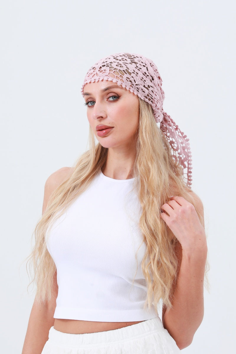 Crochet Embroidered Bandana Shawl – Soft Cotton Summer Wrap 🌼 Leto Collection
