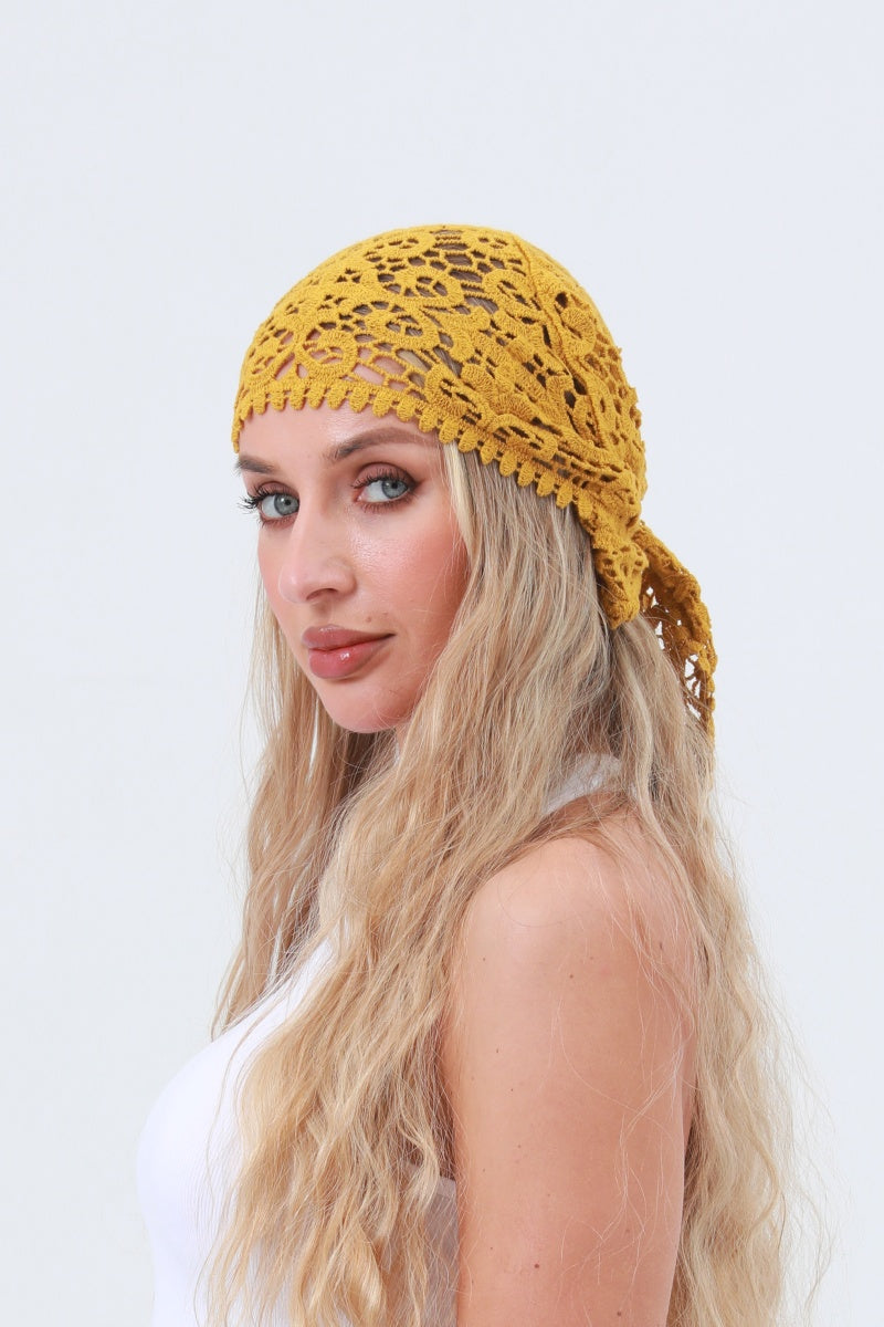 Crochet Embroidered Bandana Shawl – Soft Cotton Summer Wrap 🌼 Leto Collection