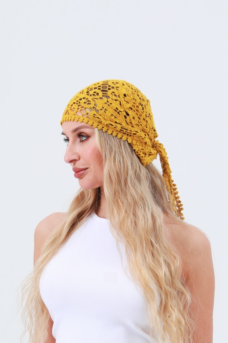 Crochet Embroidered Bandana Shawl – Soft Cotton Summer Wrap 🌼 Leto Collection