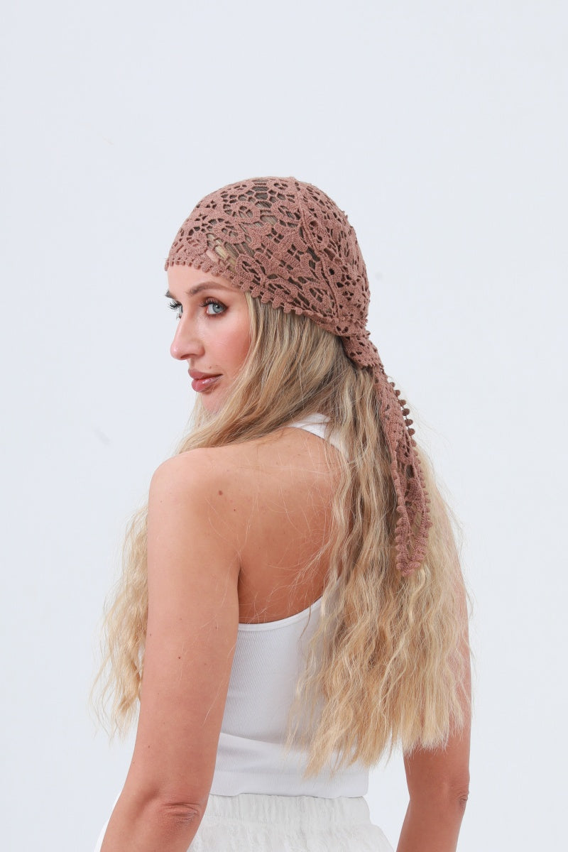 Crochet Embroidered Bandana Shawl – Soft Cotton Summer Wrap 🌼 Leto Collection