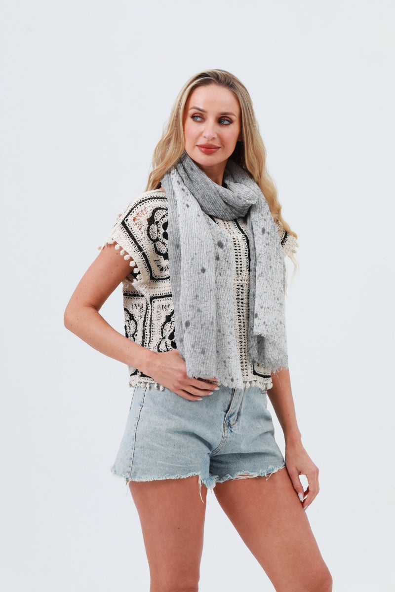 Tie-Dye Ribbed Oblong Scarf – Fringed & Artistic Wrap 🎨🧣 Leto Collection