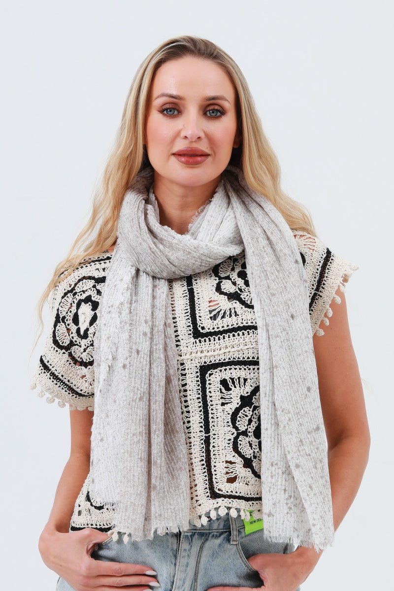 Tie-Dye Ribbed Oblong Scarf – Fringed & Artistic Wrap 🎨🧣 Leto Collection