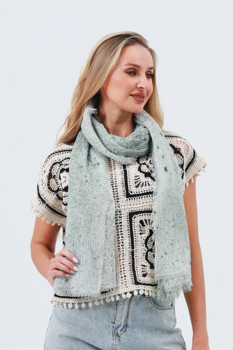 Tie-Dye Ribbed Oblong Scarf – Fringed & Artistic Wrap 🎨🧣 Leto Collection