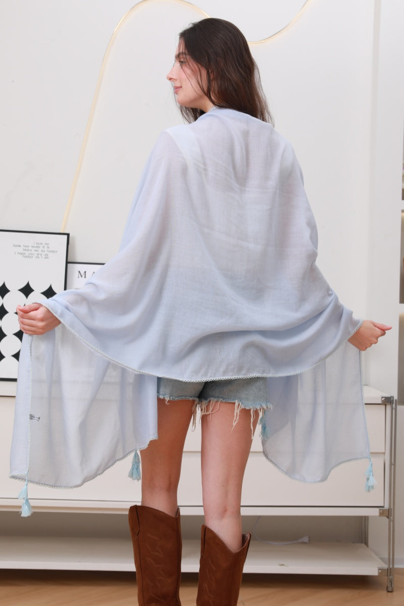 Effortless Flow: Solid Color Long Fringe Scarf Leto Collection