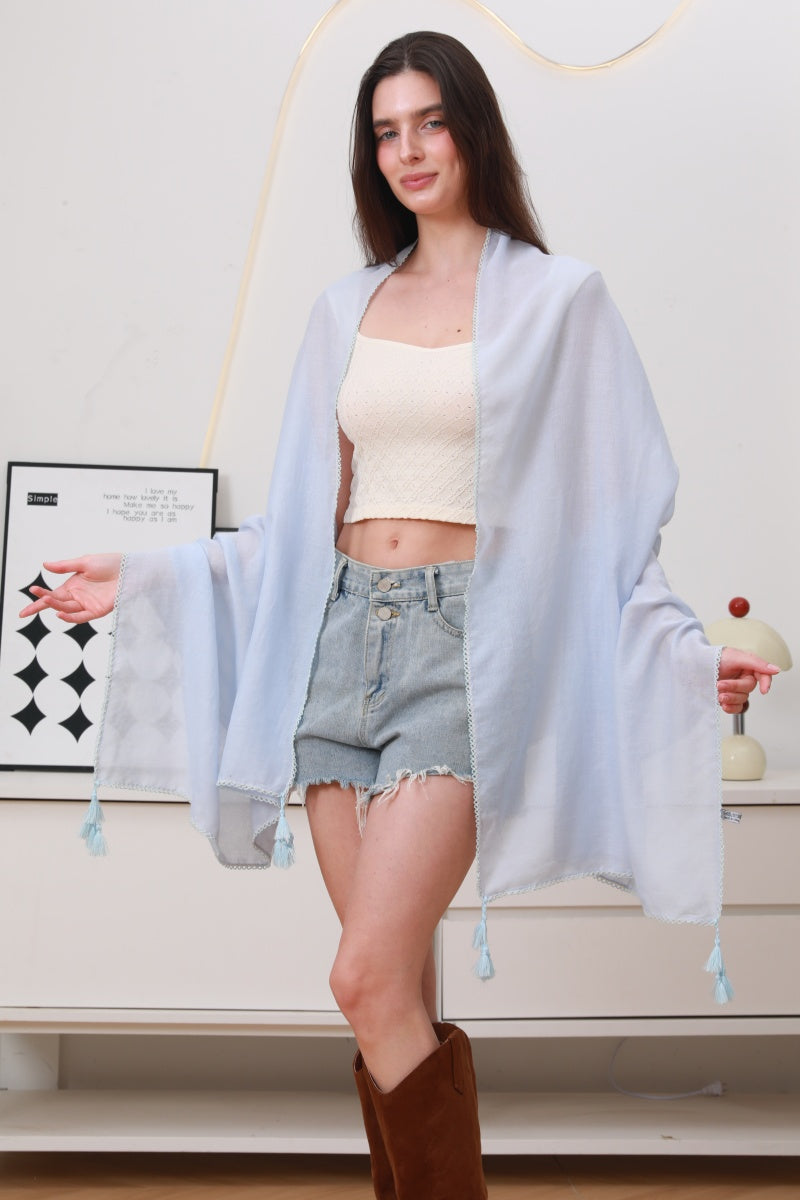 Effortless Flow: Solid Color Long Fringe Scarf Leto Collection