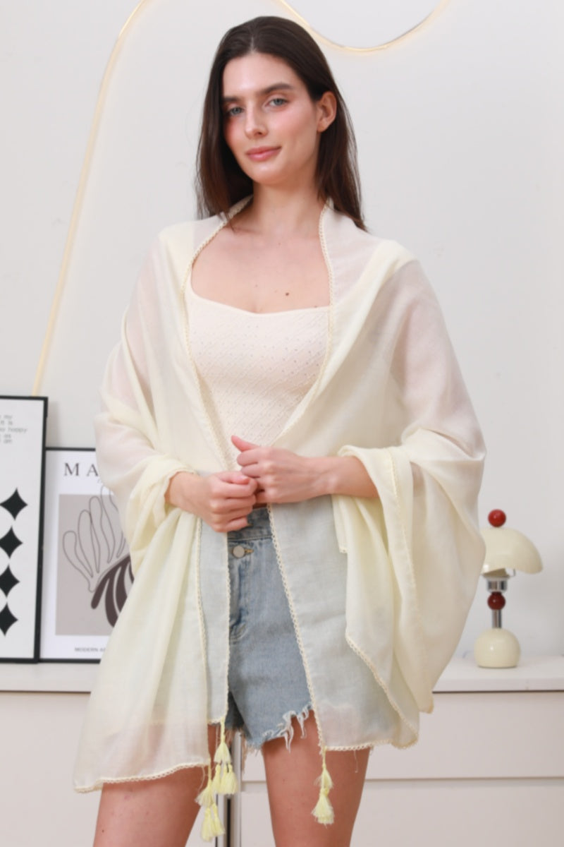 Effortless Flow: Solid Color Long Fringe Scarf Leto Collection