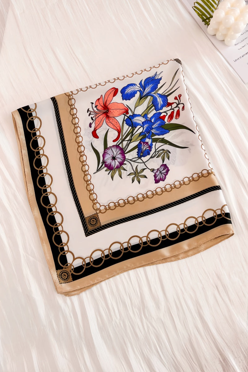 Floral Vine Print Scarf – Silky Lightweight Neck & Head Wear 🌿 Leto Collection