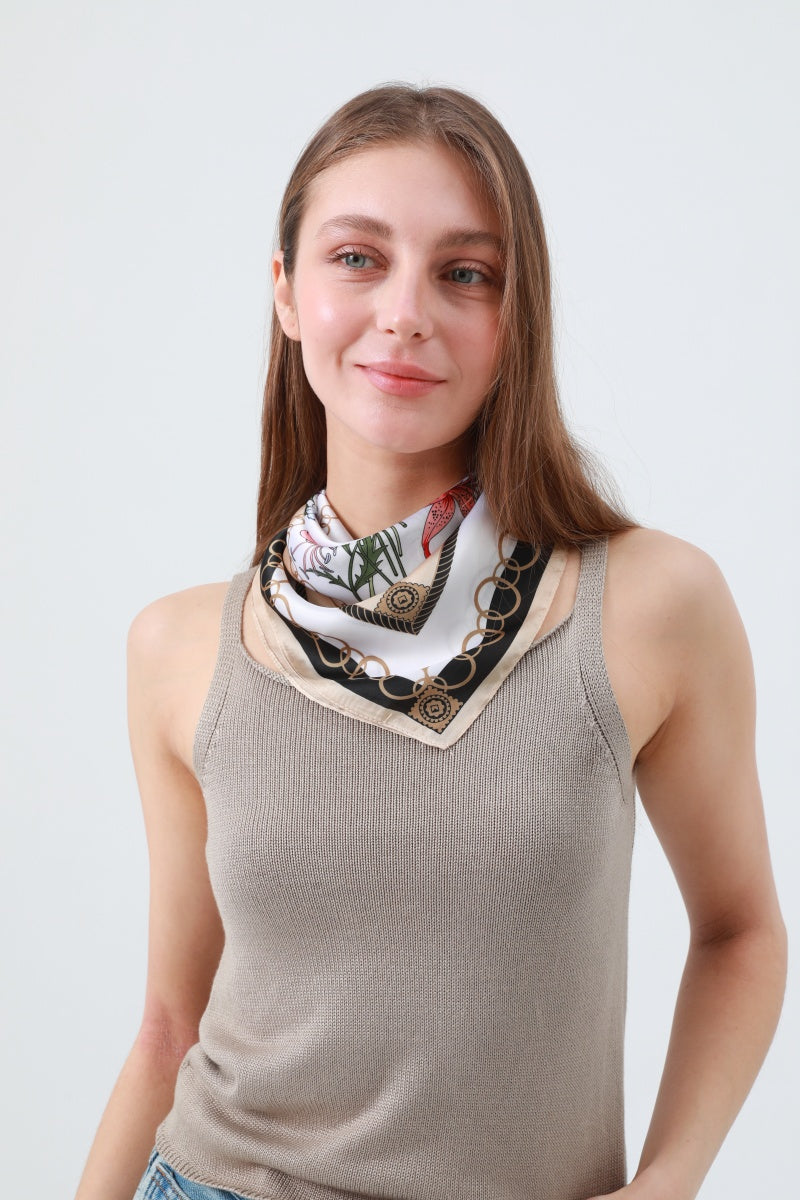 Floral Vine Print Scarf – Silky Lightweight Neck & Head Wear 🌿 Leto Collection