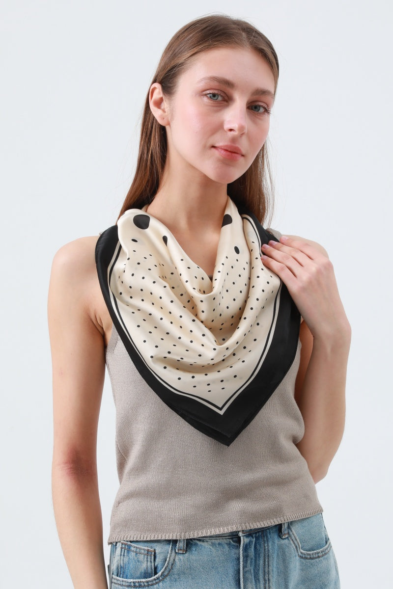Vintage Polka Dot Scarf – Black Edged Summer Square Leto Collection