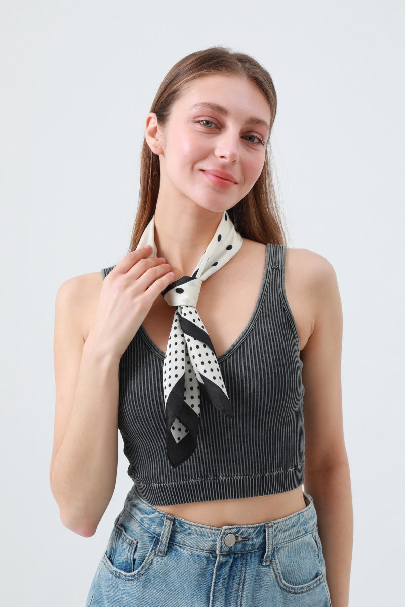 Polka Dot Scarf with Contrast Border - Summer Staple Accessory ⚫⚪ Leto Collection