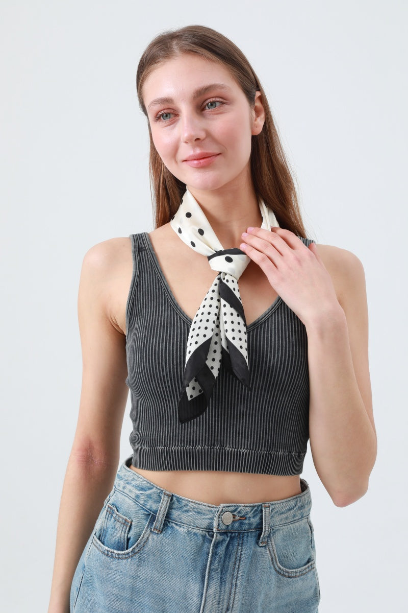 Polka Dot Scarf with Contrast Border - Summer Staple Accessory ⚫⚪ Leto Collection