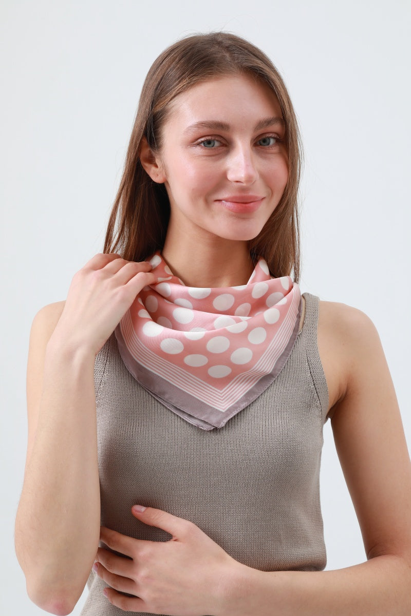 Oversized White Dots & Linear Print Scarf – Fresh Summer Bandana ⚪〰️ Leto Collection