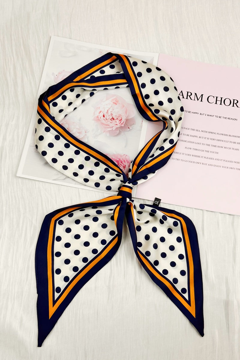 Parisian Kiss: Polka Dot Satin Silky Skinny Scarf Leto Collection