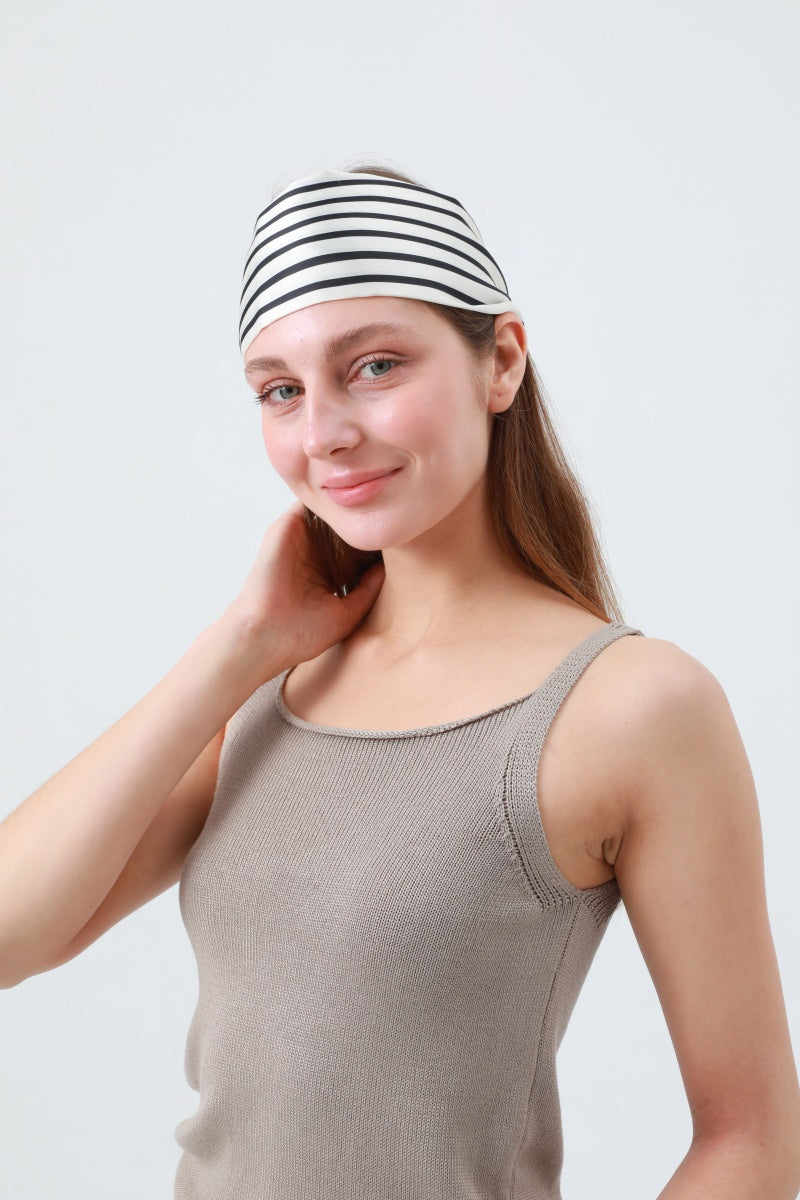 Effortless Chic: French Styles Striped Satin Silky Skinny Scarf Leto Collection