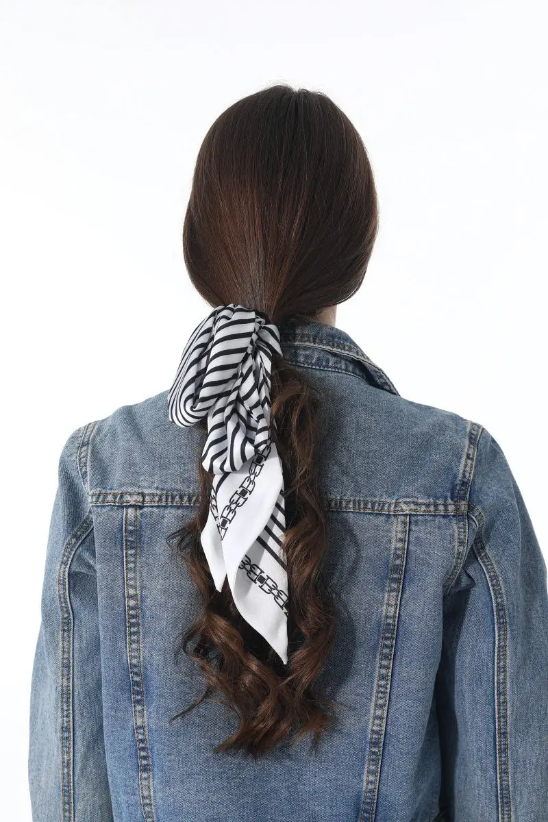 Striped Satin Silky Skinny Scarf Leto Collection