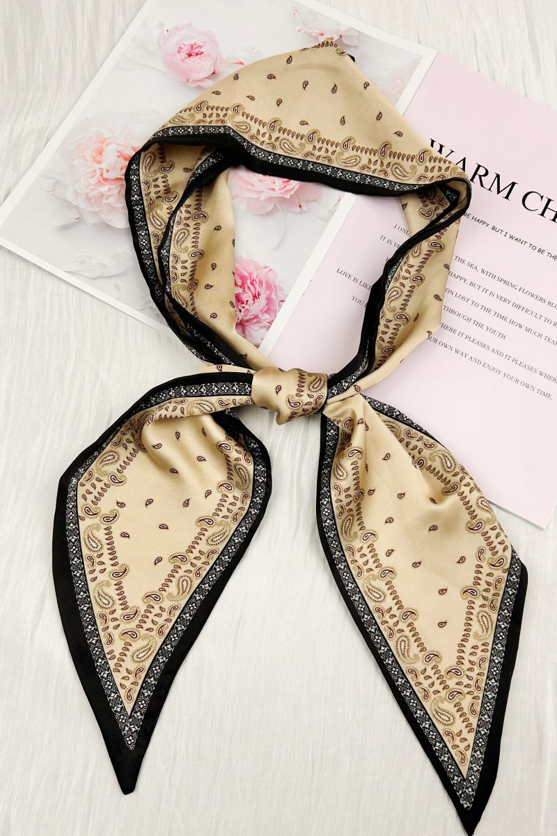 Timeless Bohemian: Classic Paisley Satin Silky Skinny Scarf Leto Collection