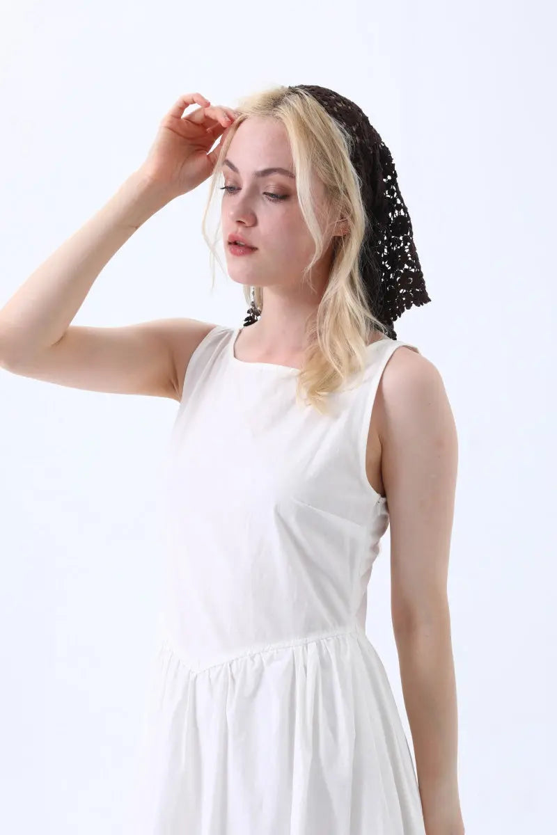 Boho Crochet Lace Head Scarf – Lightweight Floral Knit Headband Leto Collection