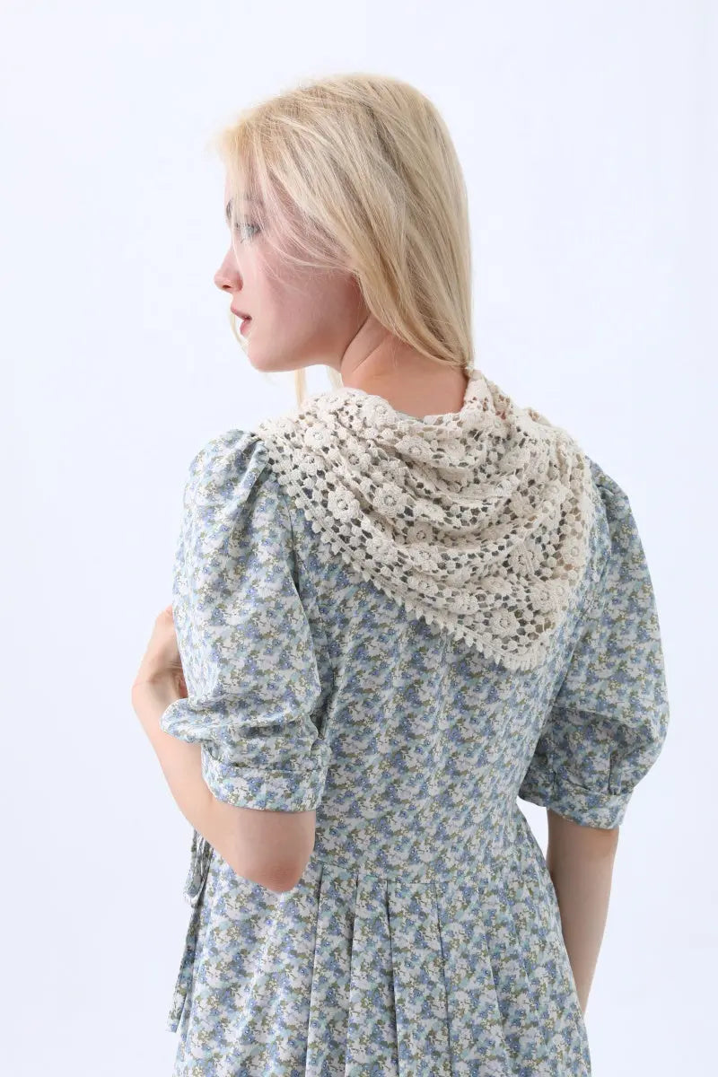 Boho Crochet Lace Head Scarf – Lightweight Floral Knit Headband Leto Collection
